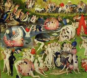Der Garten der Lüste: Allegorie des Luxus, mittleres Panel des Triptychons, ca. 1500 (Detail)